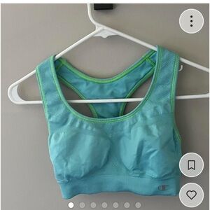 A blue green sports bra